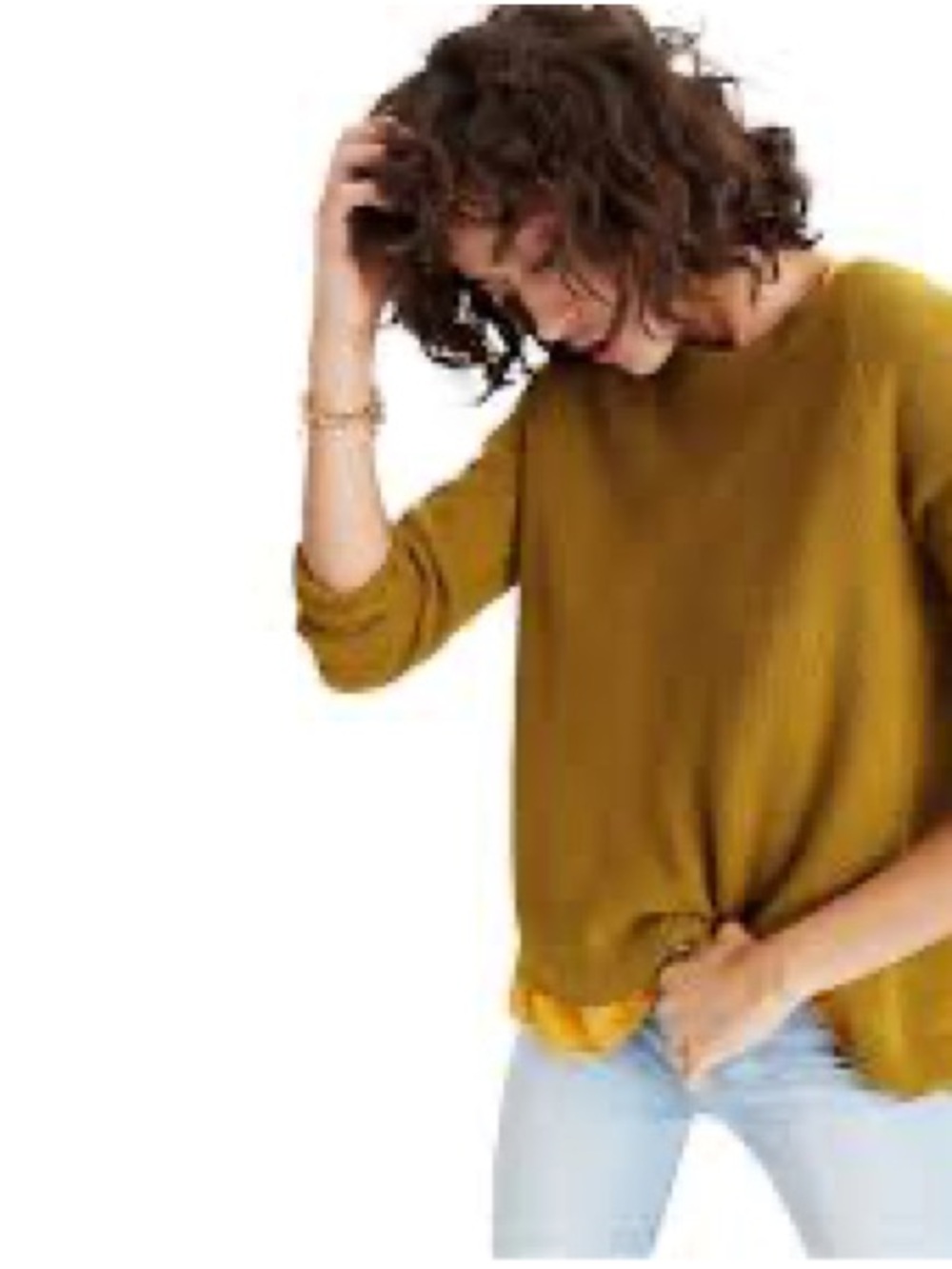 Madewell Province Crossback Mustard Relaxed Crewneck Sweater
